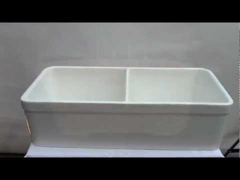ALFI brand AB512-W White 32" Double Bowl Lip Apron Fireclay Farmhouse Kitchen Sink with 1 3/4" Lip