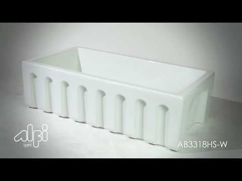 ALFI brand AB3318HS-W White 33" x 18" Reversible Fluted / Smooth Single Bowl Fireclay Farm Sink