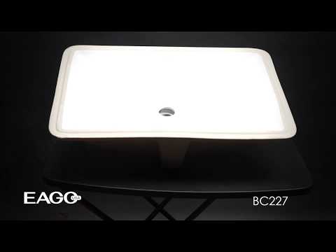 EAGO BC227 White Ceramic 22"x15" Undermount Rectangular Bathroom Sink
