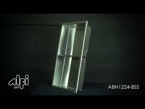ALFI brand 12 x 24 Polished Stainless Steel Vertical Double Shelf Bath Shower Niche