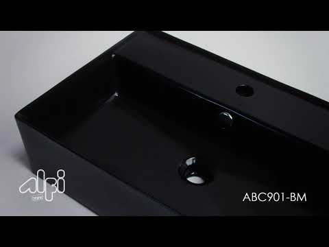 ALFI brand ABC901-BM Black Matte 24" Modern Rectangular Above Mount Ceramic Sink with Faucet Hole