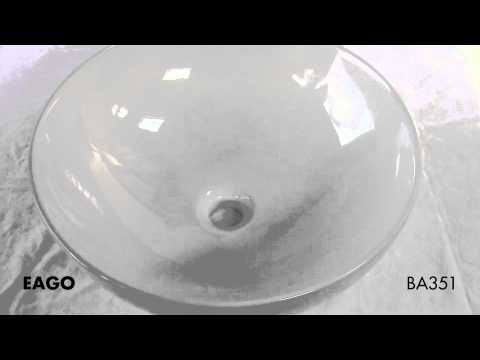 EAGO BA351  18" ROUND CERAMIC ABOVE MOUNT BATHROOM BASIN VESSEL SINK