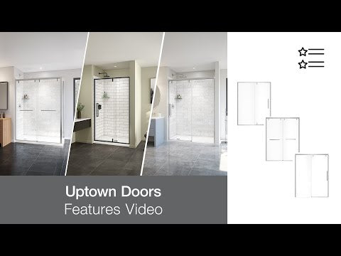 MAAX 135325-900-283-000 Uptown 45-47 x 76 in. 8 mm Pivot Shower Door for Alcove Installation with Clear glass in Dark Bronze & Beige Marble