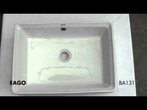 EAGO BA131  20" RECTANGULAR CERAMIC ABOVE MOUNT BASIN VESSEL SINK