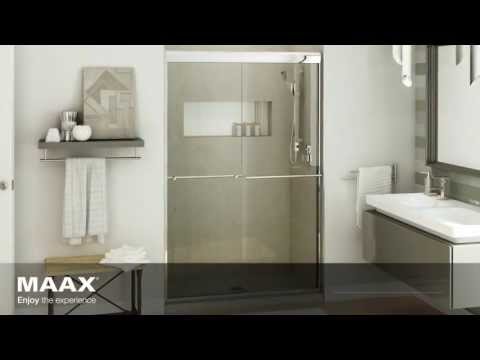 MAAX 135671-900-305-000 Aura 43-47 x 71 in. 8 mm Bypass Shower Door for Alcove Installation with Clear glass in Brushed Nickel