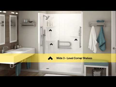 MAAX 107003-2-000-001 ALLIA SH-6034 Acrylic Alcove Center Drain One-Piece Shower in White