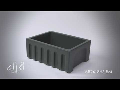 24" Black Matte Reversible Smooth / Fluted Single Bowl Fireclay Farm Sink