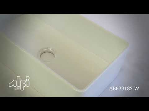 ALFI brand ABF3318S 33" White Thin Wall Single Bowl Smooth Apron Fireclay Kitchen Farm Sink