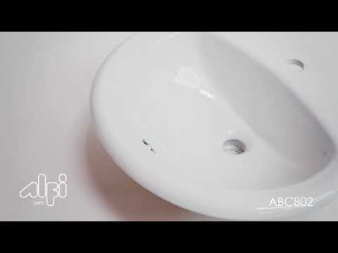 ALFI brand ABC802 White 21" Round Drop In Ceramic Sink with Faucet Hole