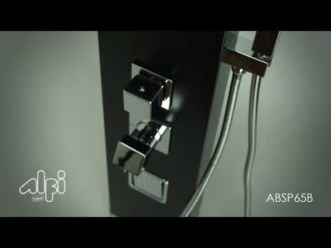 ALFI brand ABSP65B Black Aluminum Shower Panel with 2 Body Sprays and Rain Shower Head