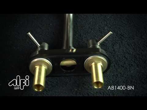 ALFI brand AB1400-BN Brushed Nickel Two-Handle 4'' Centerset Bathroom Faucet