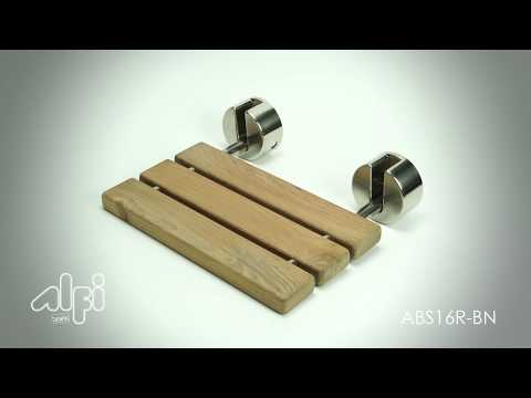 ALFI brand ABS16R 16 Inch Folding Teak Wood Shower Seat Bench
