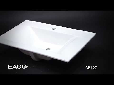 EAGO BB127 White Ceramic 32"x19" Rectangular Drop In Sink
