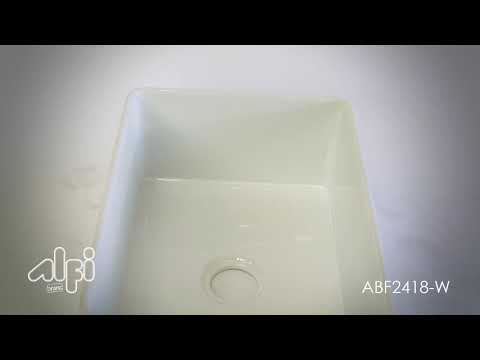 ALFI brand ABF2418 24" White Thin Wall Single Bowl Smooth Apron Fireclay Kitchen Farm Sink