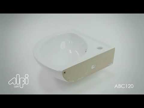 ALFI brand ABC120 White 22" Corner Wall Mounted Ceramic Sink with Faucet Hole