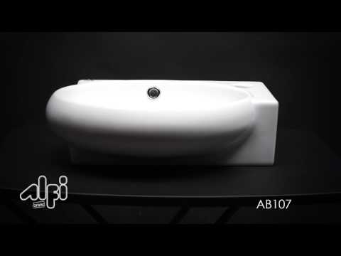 ALFI brand AB107 Small White Wall Mounted Ceramic Bathroom Sink Basin