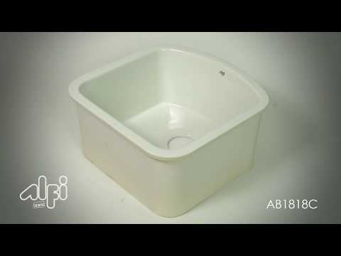 ALFI brand AB1818C 17" White Fireclay Undermount D-Shaped Kitchen Sink