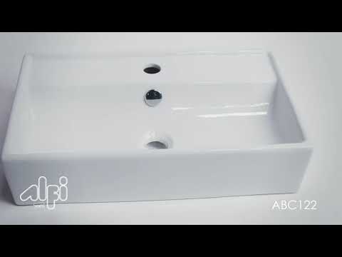ALFI brand ABC122 White 22" Rectangular Wall Mounted Ceramic Sink with Faucet Hole