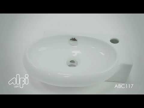 ALFI brand ABC117 White 17" Small Wall Mounted Ceramic Sink with Faucet Hole