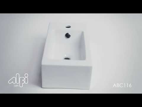 ALFI brand ABC116 White 20" Small Rectangular Wall Mounted Ceramic Sink with Faucet Hole