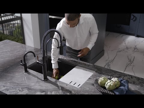 Ruvati 33-inch Undermount Workstation Granite Composite Kitchen Sink Matte Black - RVG2302BK