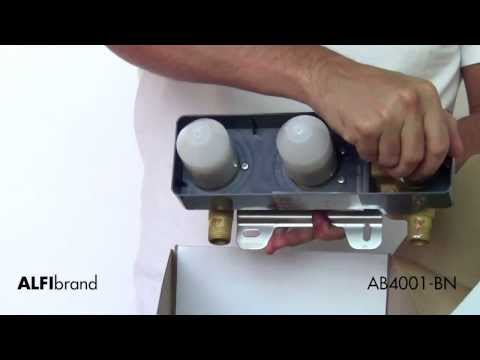 ALFI brand AB4001-BN Brushed Nickel Concealed 3-Way Thermostatic Valve Shower Mixer Round Knobs