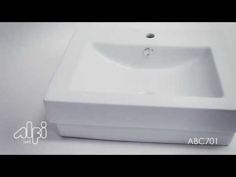 ALFI brand ABC701 White 24" Rectangular Semi Recessed Ceramic Sink with Faucet Hole