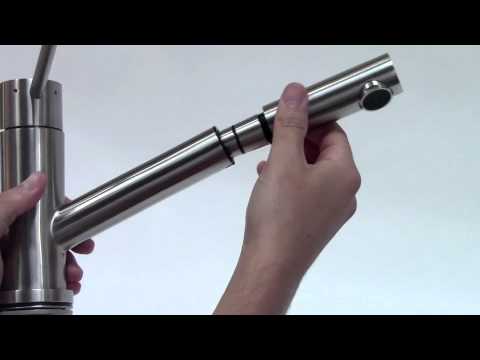 ALFI brand AB2025-BSS Solid Brushed Stainless Steel Pull Out Single Hole Kitchen Faucet