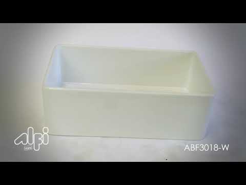 ALFI brand ABF3018 30" White Thin Wall Single Bowl Smooth Apron Fireclay Kitchen Farm Sink