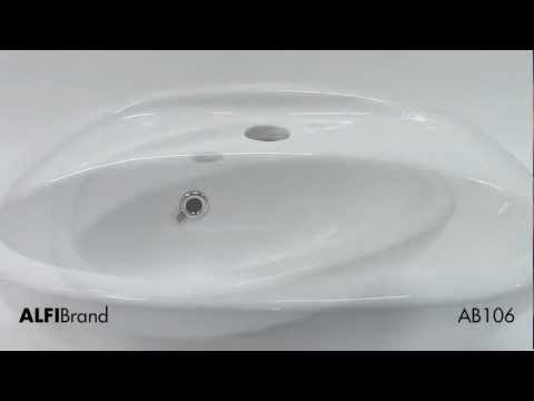 ALFI brand AB106 White Small Porcelain Wall Mount Basin with Overflow
