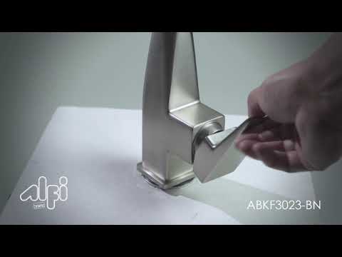Brushed Nickel Square Kitchen Faucet with Black Rubber Stem