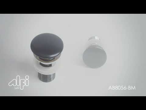 ALFI brand AB8056-BM Black Matte Ceramic Mushroom Top Pop Up Drain for Sinks with Overflow