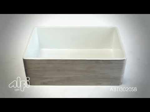 ALFI brand ABTI3020SB Smooth Titanium/Fluted 30 inch Reversible Single Fireclay Farmhouse Kitchen Sink