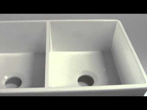 ALFI brand AB537-W White 32" Fluted Apron Double Bowl Fireclay Farmhouse Kitchen Sink