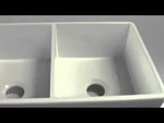 ALFI brand AB537-W White 32" Fluted Apron Double Bowl Fireclay Farmhouse Kitchen Sink