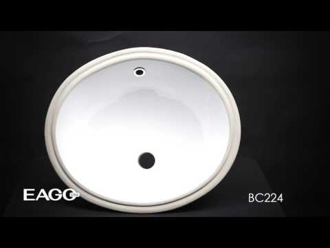 EAGO BC224 White Ceramic 18"x15" Undermount Oval Bathroom Sink