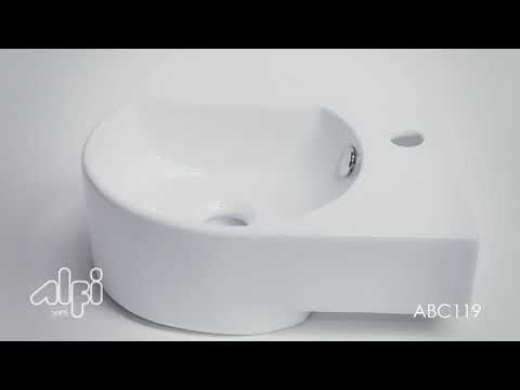 ALFI brand ABC119 White 16" Small Wall Mounted Ceramic Sink with Faucet Hole