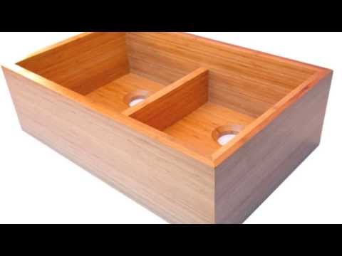 ALFI brand AB3321 33" Double Bowl Bamboo Kitchen Farm Sink