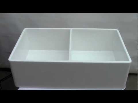ALFI brand AB538-W White 32" Smooth Apron Double Bowl Fireclay Farmhouse Kitchen Sink