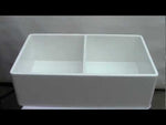 ALFI brand AB538-W White 32" Smooth Apron Double Bowl Fireclay Farmhouse Kitchen Sink