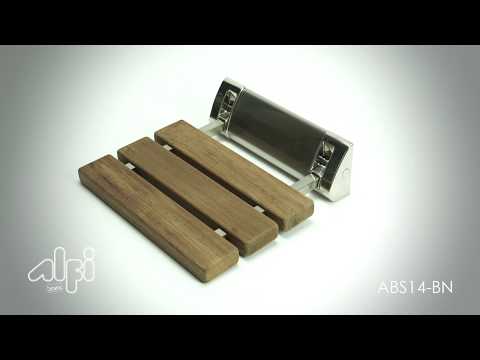 ALFI brand ABS14-BN Brushed Nickel 14" Folding Teak Wood Shower Seat Bench