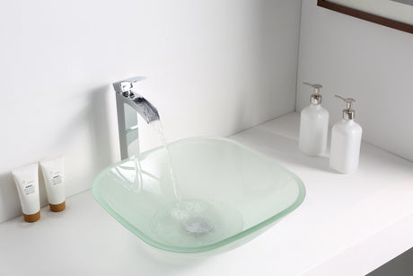 ANZZI LS-AZ081 Vista Series Deco-Glass Vessel Sink in Lustrous Frosted Finish
