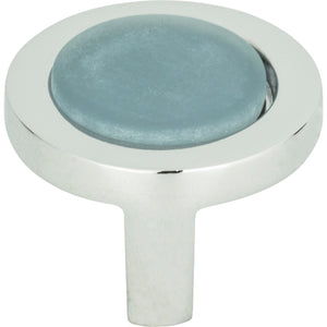 Atlas Homewares Spa Blue Round Knob 1 1/4 Inch Polished Chrome
