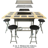 MyHibachi HBC1B My Hibachi BBQ 3-in-1 BBQ Grill (Hibachi, Grill, StoveTop)4 Stools Incl