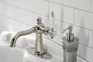 Kingston Brass KSD154KLPN Nautical Single-Handle Bathroom Faucet with Push Pop-Up, Polished Nickel