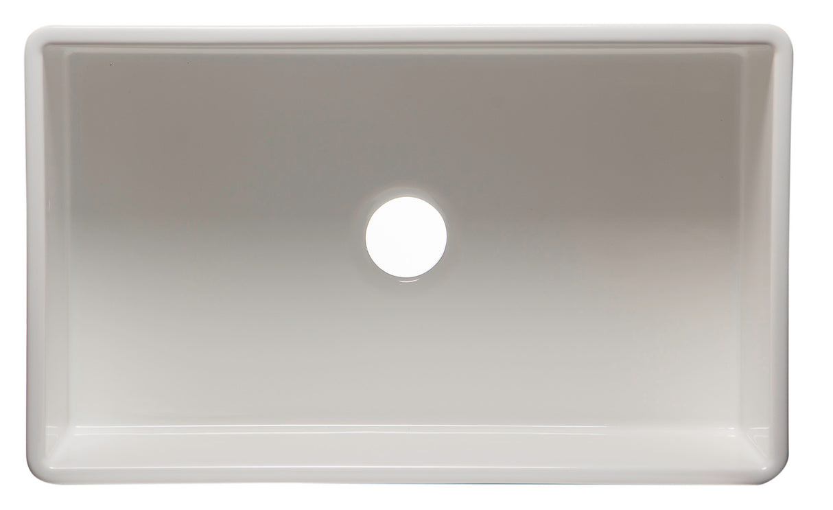 ALFI brand AB533-W 33" White Smooth Apron Single Bowl Fireclay Farm Sink