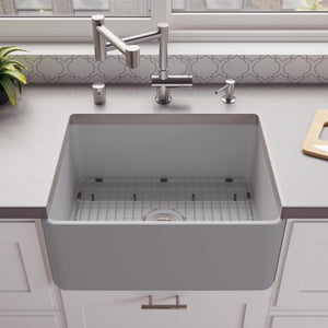 Gray Matte Smooth Apron 24" x 18" Single Bowl Fireclay Farm Sink