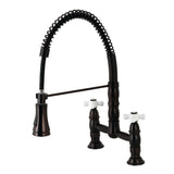 Gourmetier GS1275PX Heritage Two-Handle Deck-Mount Pull-Down Sprayer Kitchen Faucet, Oil Rubbed Bronze
