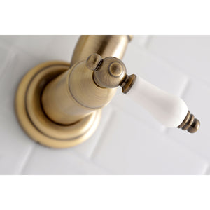 Kingston Brass KS3103PL Restoration Wall Mount Pot Filler Kitchen Faucet, Antique Brass