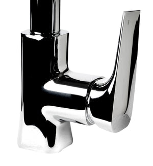 Polished Chrome Square Gooseneck Pull Down Kitchen Faucet